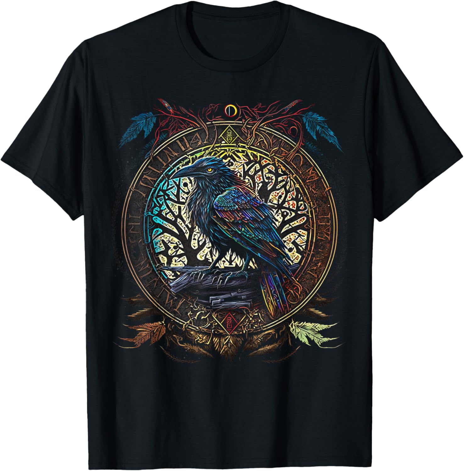 Summer Viking Clothing - تي شيرت Raven Yggdrasil Norse Mythology