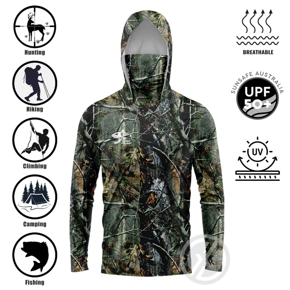 Summer Clothing Men - قميص صيد بغطاء رأس UPF50+ مع