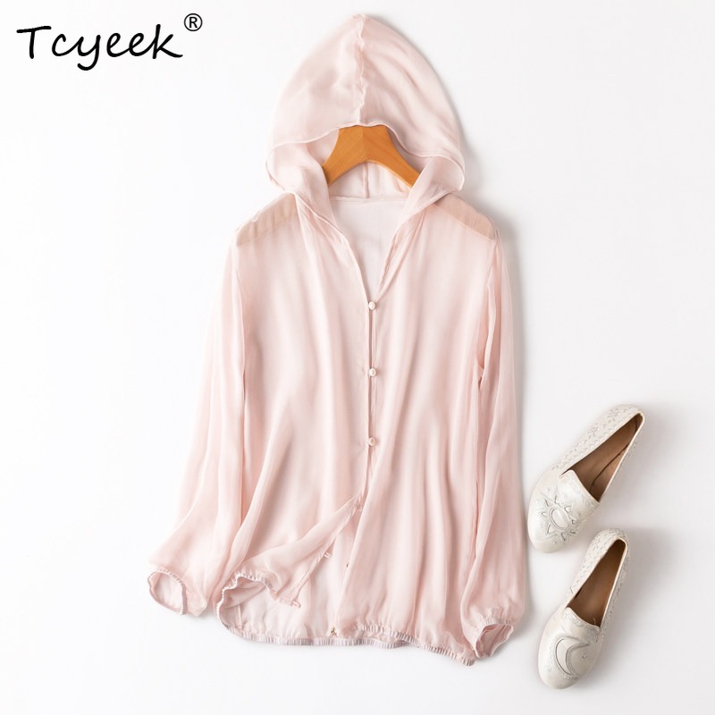 Summer Clothing Us - قميص نسائي من الحرير الطبيعي 100%