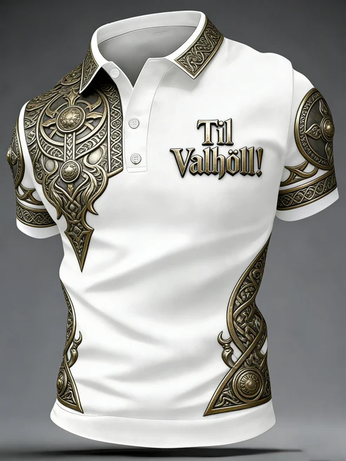 Summer Viking Clothing - قميص بولو رجالي عصري مطبوع بتقنية