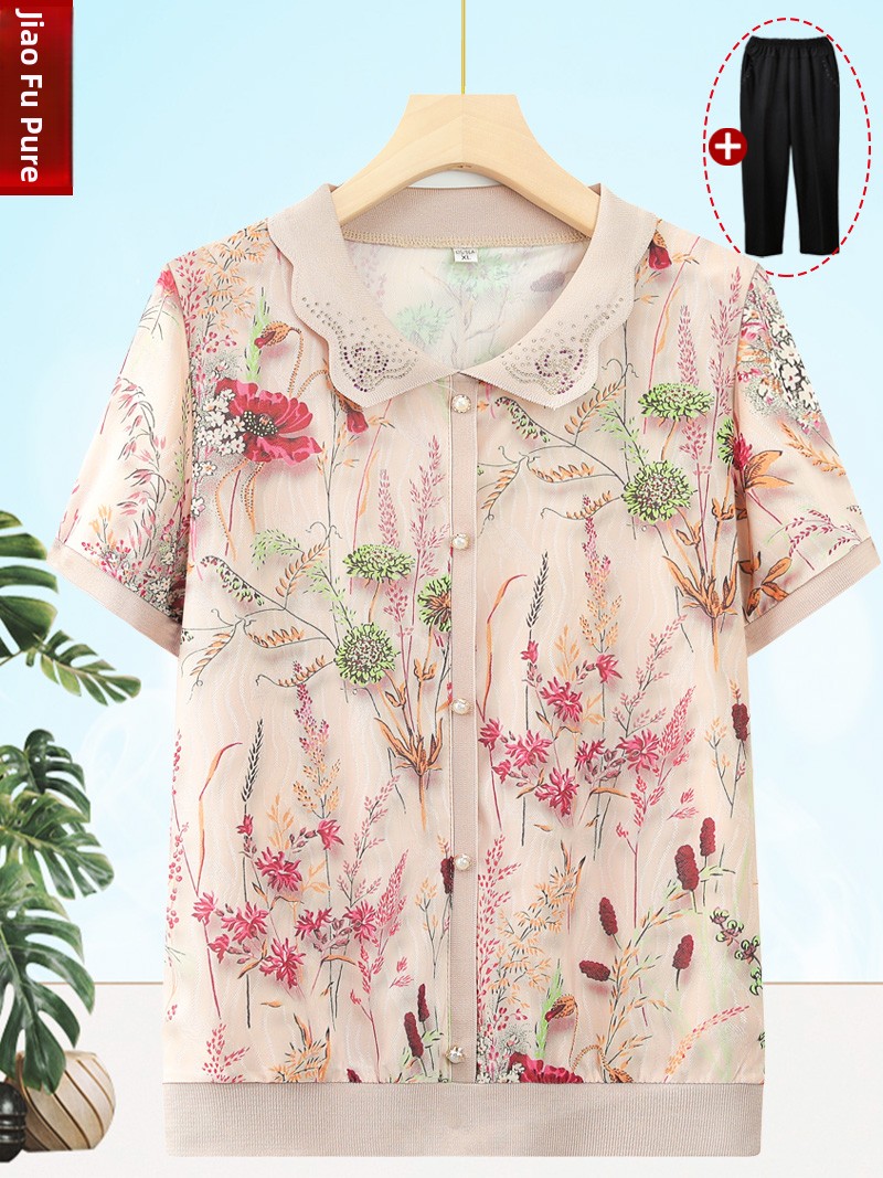 Summer Clothing Over 60 - طقم تي شيرت فضفاض بأكمام قصيرة