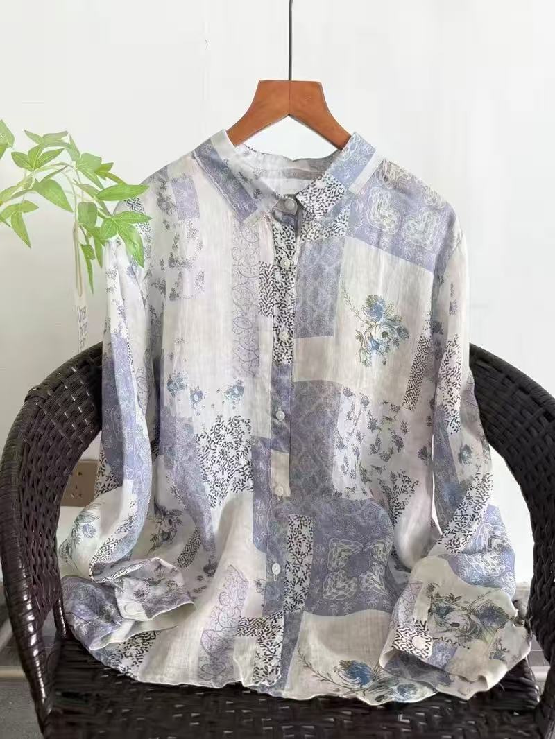 Summer Clothing Brands For Women - قمصان وبلوزات نسائية من الكتان 100%،