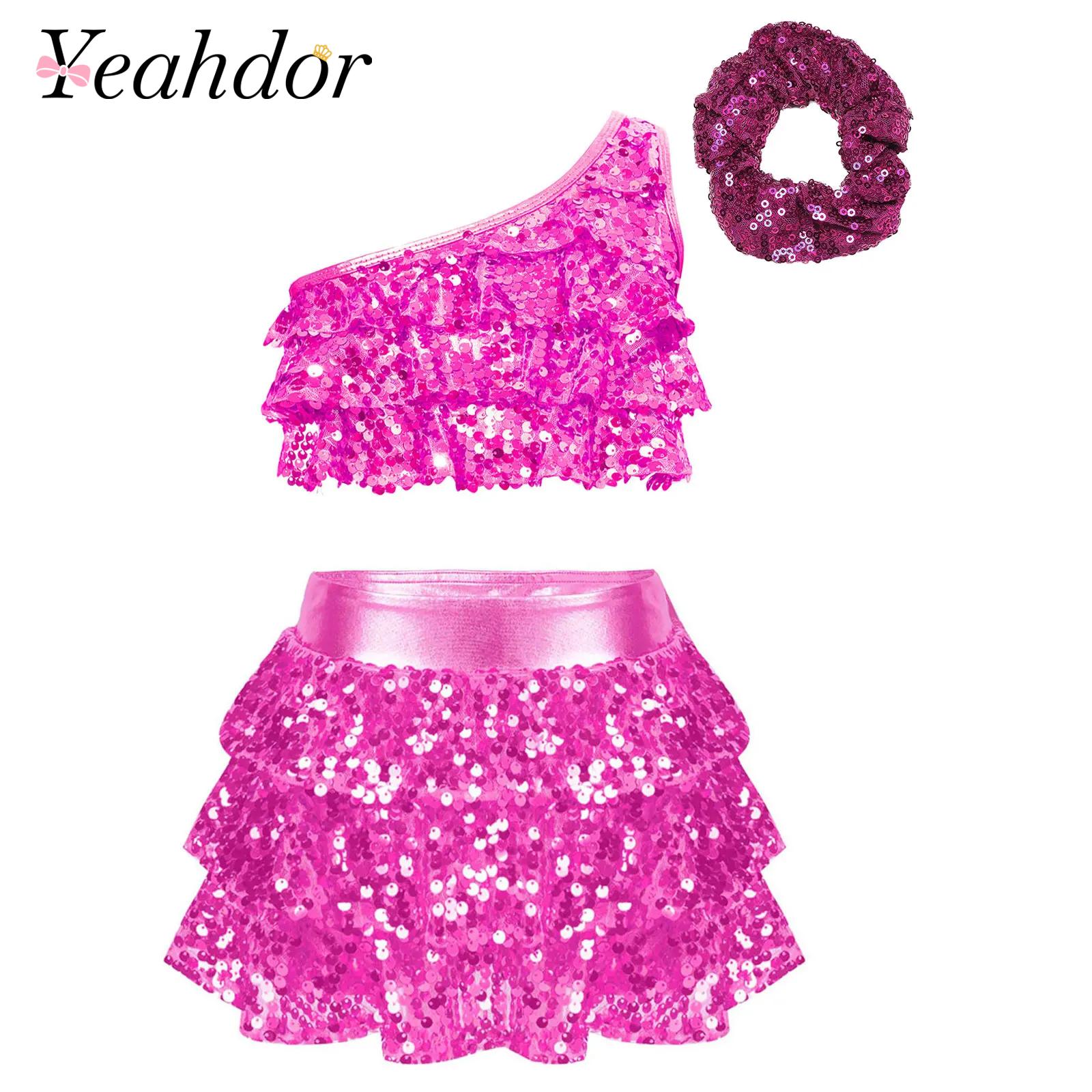 Summer Kids Clothing - أطفال بنات لامعة الترتر اللاتينية ملابس