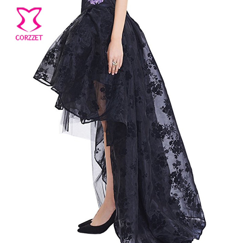 أسود الأزهار الشيفون الجبهة قص - مراجعة Summer Victorian Clothing وسعره