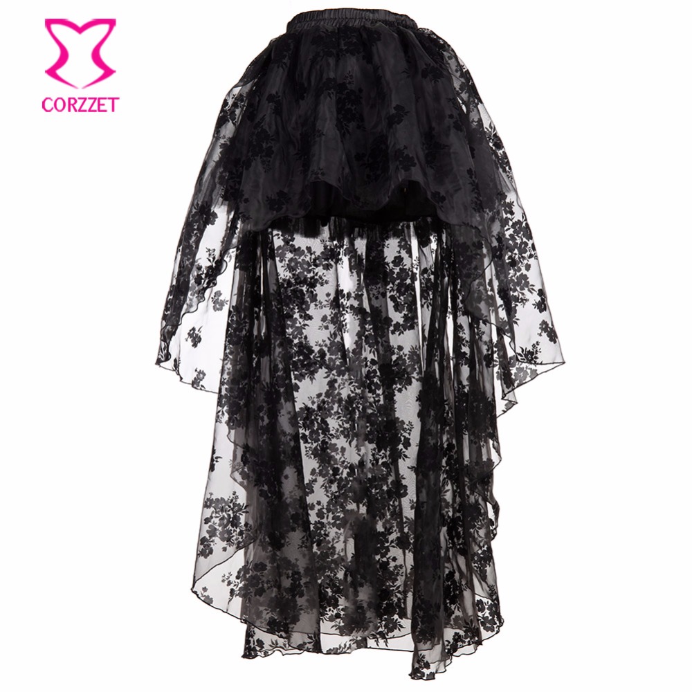أسود الأزهار الشيفون الجبهة قص - مراجعة Summer Victorian Clothing وسعره