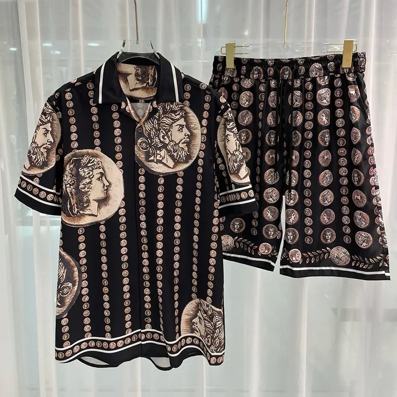 طقم قميص رجالي فاخر بنمط عتيق  - مراجعة Summer Clothing Sets Men وسعره